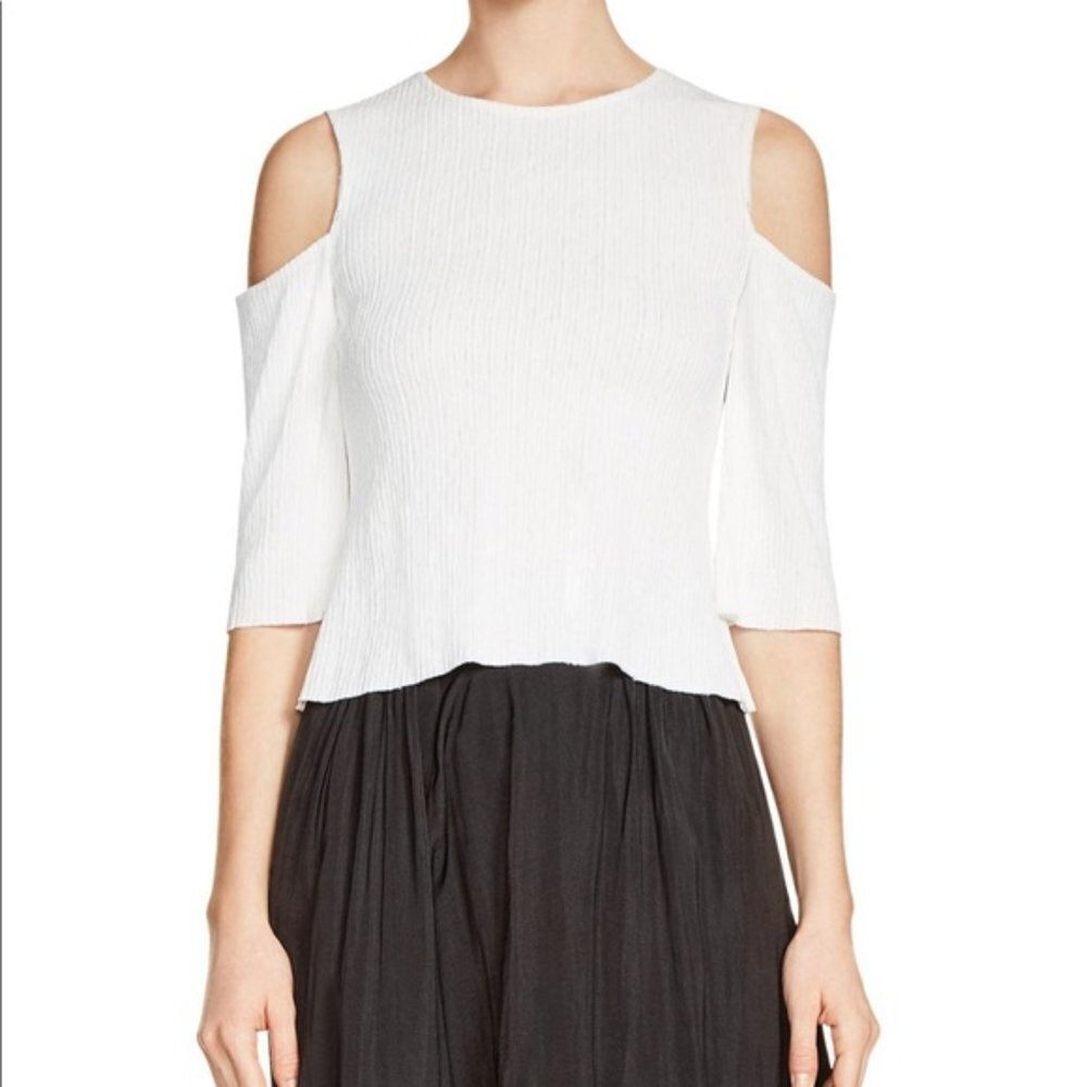 New $190 Maje Lina Cold-shoulder Top In Ecru Size 1 US S